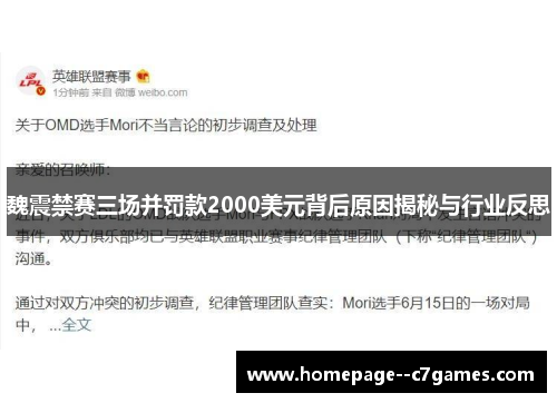 魏震禁赛三场并罚款2000美元背后原因揭秘与行业反思